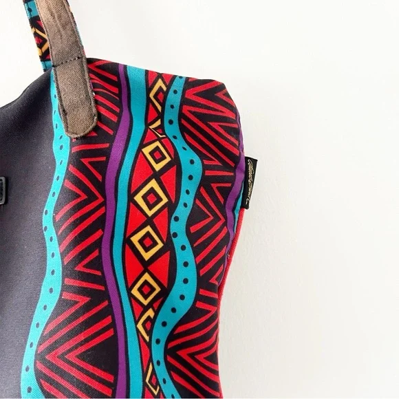 Laurel Burch Colorful Cats Artsy Canvas Shoulder Bag Tote Purse - Picture 4 of 7